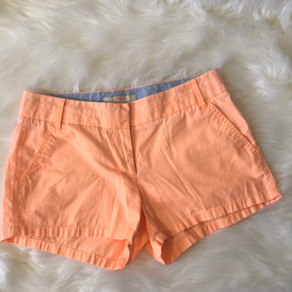 *worn once J. crew chino broken in orange shorts